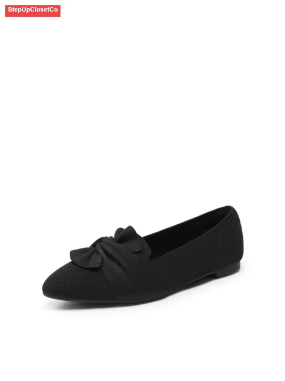 Foldable Pointed Toe Ballet Flats with Bow | Soft Knit Upper, Cushioned Arch
